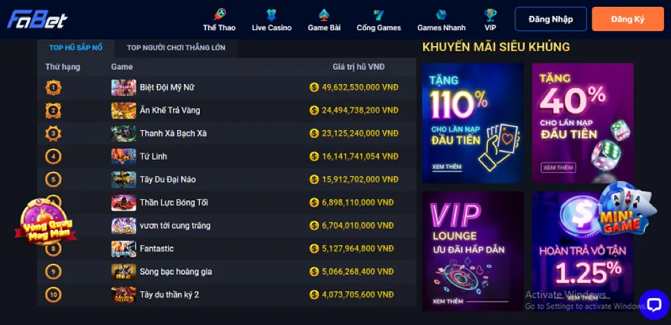 Thưởng nạp lại và khuyến mãi đặc biệt 39bet